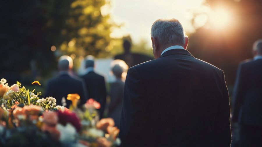 hombre en un funeral